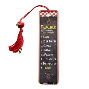 Vintage 90s Teacher Bookmark Apple Beaded Chalkboard, Y2K / 1999, Antioch W01655